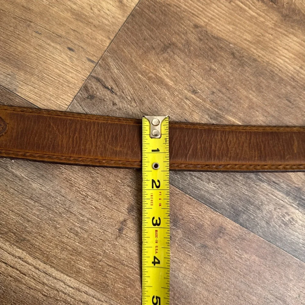 Vintage‎ Western Leather Belt Eagle American Flag Buckle Brown Mens Size 42